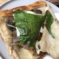 Mushie and spinach Jaffle with heaps of fillings at Union Kiosk in Melbourne