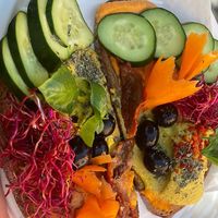 Toast with hummus   at Britta Take Away in Riomaggiore