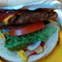 pizza-style burger at The Caledonia in Liverpool