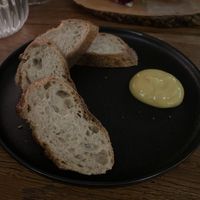 Sourdough with curry lentil hummus   at De Waaghals in Amsterdam