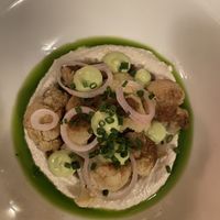 Roast cauliflower, chive oil, breadcrumbs, pickled onions, delish!  at De Waaghals in Amsterdam