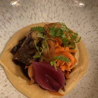 Purée celeriac, roast leek and carrot   at De Waaghals in Amsterdam