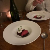 Red velvet cake with beet ice cream  at De Waaghals in Amsterdam