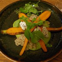 Main course, carrots and peas at De Waaghals in Amsterdam