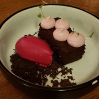 Velvet cake with beetroot sorbet at De Waaghals in Amsterdam