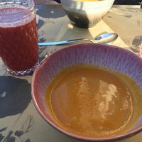 Soup of the day and juice at Terrarea in Matosinhos