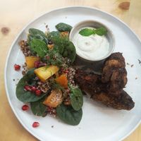 "In Season" menu option, included pumpkin, garted carrot and potato balls at Terrarea in Matosinhos