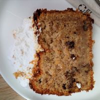 walnut-bananabread with rum whipped cream at Sturbock Cafe in Wurzburg