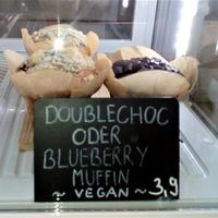 These 2 vegan muffins tasted so good, we were stunned. at Sturbock Cafe in Wurzburg