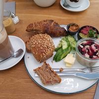 Mixed platter with Quinoa Croissant! at Sturbock Cafe in Wurzburg