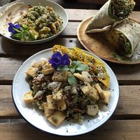 Yogi bowls, and butrito  at The Factory Cafe in Koh Tao