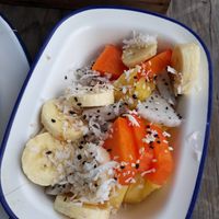 The fruit salad that comes with the breakfast set at The Factory Cafe in Koh Tao