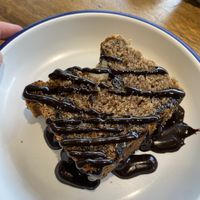 Warm banana bread with a dark choc drizzle 70baht  at The Factory Cafe in Koh Tao