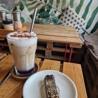 Snicker, Butterfly Pea Latte at The Factory Cafe in Koh Tao