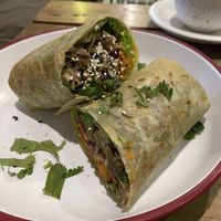 Meaty mushroom shawarma wrap  at The Factory Cafe in Koh Tao
