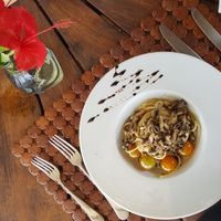 Spaguetti with shimeji at Pousada Maravilha in Fernando De Noronha