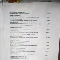 the menu at Falafel Beirut in Heilbronn