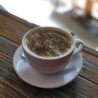 Almond milk latte  at Plan V Cafe in Mexico City