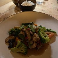 Garlic & ginger wok with veggies and tofu  at Nama in Mallorca