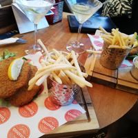 Vegan schnitzel with Fritz and sauerkraut at Einstein's in Chesterfield