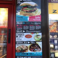 A portion of the menu visable from the street  at Rekalibracija Veganski in Novi Sad