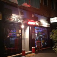 Store front for Veganfruttariano. They share space with a club but the night we went, the club was dark.  at Veganfruttariano in Milan