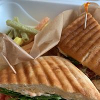 Tofu basil panini  at Kaleisia Tea Lounge in Tampa