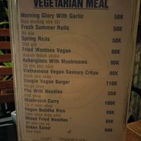 veg menu at What Else Cafe in Hoi An