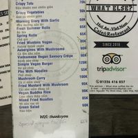 Vegetarian menu at What Else Cafe in Hoi An