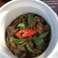 Aubergine with mushrooms at What Else Cafe in Hoi An