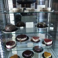 The cakes. Unexpectedly we found the Sacher Torten. Vegan and gluten free, it tastes as the original one.  at Grezzo Raw Chocolate in Turin