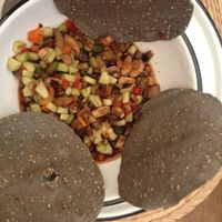 ceviche de hongos at La Curcuma in Puebla