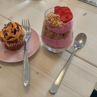 carrot muffin and cheesecake - very tasty! at Yellow Rose in Copenhagen