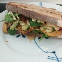 american sandwich with mango chutney and curry tofu at Yellow Rose in Copenhagen