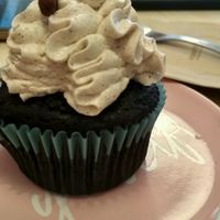 Chocolate cupcake with rum-cream frosting at Yellow Rose in Copenhagen