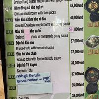 menu  at Tam Vien in Da Nang