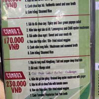 menu  at Tam Vien in Da Nang