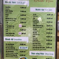 menu  at Tam Vien in Da Nang