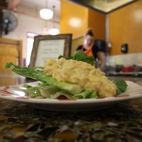 Vegan "Mock Tuna Salad," made with chick peas. at The Copper Q in Big Bear Lake
