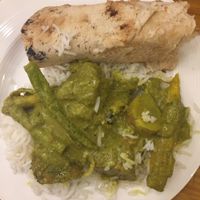 To go order of green curry (our plate so not as pretty as dining in! Lol) at Dileep's Indian Healthy Vegetarian in Kaohsiung