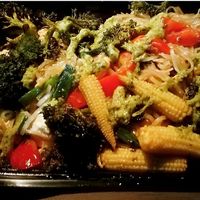 Drunken Noodles with *vegan brown sauce* and steamed tofu at Tin Drum Asian Kitchen in Newnan