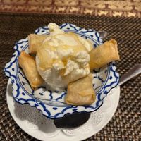 Coconut Ice cream w/ banana chips-phenomenal! at Thai Ruby in Lady Lake