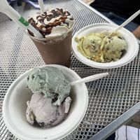 chocolate milkshake, banana / lemon, lavender blueberry / mint chip  at Monkeywrench in Salt Lake City