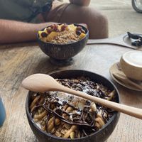 Snickers bowl in front.   at Bom Bowls in Pai