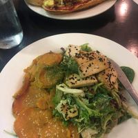 delicious vegan salad and vegan pizza subs! awesome flavour!  at Orchid Vegetarian Cafe in Surfers Paradise
