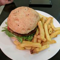 Vegan Lentil Burger & Chips at Orchid Vegetarian Cafe in Surfers Paradise