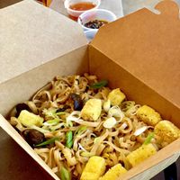 Wild Ginger and Mushroom Noodles with Crispy Tofu. at Foo Dog Curry Traders in Jacksonville