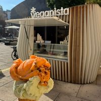 Orange/carrot/chocolate & basil cone  at Veganista Ice Cream V in Vienna