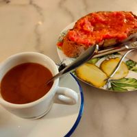 Tostada y café at Blu Cafe in Santiago De Compostela