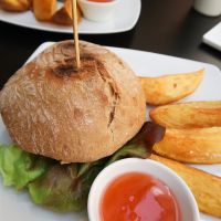 Vegan burgers  at Blu Cafe in Santiago De Compostela